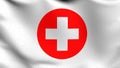 Flag of First aid medical icon sign symbol. 3D rendering illustration of waving Royalty Free Stock Photo