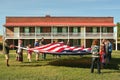 Flag folding at Fort McHenry National Monument in Baltimore, Maryland