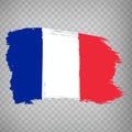 Flag France, brush stroke background.  Flag Republic of France on transparent background. Stock vector.  Flag for your web site de Royalty Free Stock Photo