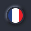 Flag of France. National France flag. French symbol. Vector illustration. EPS10. Simple icons with flags. Neumorphic UI UX dark Royalty Free Stock Photo