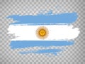 Flag Argentina brush stroke background.  Flag of  Argentine Republic on transparent backrgound Royalty Free Stock Photo