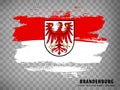 Flag of Brandenburg from brush strokes. Federal Republic of Germany. Flag Free State of Brandenburg with title on transparent bac