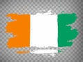 Flag of Cote d`Ivoire brush stroke background. Flag Ivory Coast on transparent background for your design, app, UI.