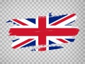 Flag of Great Britain, brush stroke background.  Flag United Kingdom of Great Britain and Northern Ireland on transparent backgrou Royalty Free Stock Photo