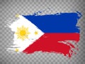 Flag Philippines, brush stroke background. Flag of Philippines on transparent background