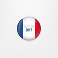 Flag of France round icon, badge or button. French national symbol. France Presidential Election Voting. Vector