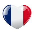Flag of France in the shape of a heart. Heart with the flag of France. 3d illustration Royalty Free Stock Photo