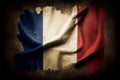 Flag of France or the Tricolour background with a distressed vintage weathered effect