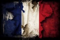 Flag of France or the Tricolour background with a distressed vintage weathered effect texture