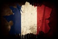 Flag of France or the Tricolour background with a distressed vintage weathered effect texture