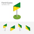 Flag of French Guiana France, vector set of 3D isometric icons Royalty Free Stock Photo