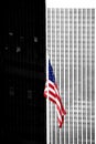 Flag in front of modern skyscraper Royalty Free Stock Photo