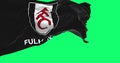 flag of Fulham Football Club waving in the wind isolated on green screen