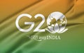Flag G20 India, Flags The members of the G20 are, G20 2023 colors flag with Text, Copy space, 3d illustration and 3d work
