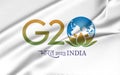 Flag G20 India, Flags The members of the G20 are, G20 2023 colors flag with Text, Copy space, 3d illustration and 3d work