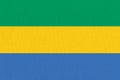 Flag of Gabon. Gabonese flag on fabric surface. Gabonese national flag