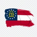 Flag of Georgia from brush strokes and Blank map Georgia. United States of America. High quality map of Georgia and flag on transp