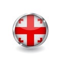 Flag of georgia, button with metal frame and shadow. georgia flag vector icon, badge with glossy effect and metallic border. Reali