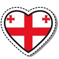 Flag Georgia heart sticker on white background. Vintage vector love badge. Template design element. National day.