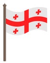 Flag of Georgia. The white fabric is decorated with five red crosses. Flat style Royalty Free Stock Photo