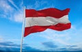flag of German peoples Austrians at cloudy sky background, panoramic view. flag representing ethnic group or culture, regional