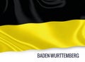 Flag of German state Baden-WÃÂ¼rttemberg waving on an isolated white background.