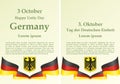 Flag of Germany, Holiday in Germany, Translation: German Reunification Day, Bright, colorful vector illustration.