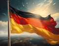The flag of Germany on a pole blowing in the wind Royalty Free Stock Photo