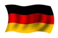 Flag of Germany. Realistic waving flag of Federal Republic of Germany. Fabric textured flowing flag of Germany isolated on white b