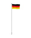 Flag of Germany vector illustration. Waving German flag on pole isolated on white background