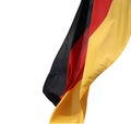 Flag of Germany waving in the wind on the wooden flagpole. German national flag made of silky fabric Royalty Free Stock Photo