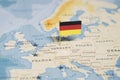 The Flag of germany in the world map Royalty Free Stock Photo