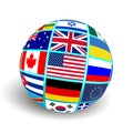 Flag Globe with different country flags Royalty Free Stock Photo