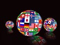 Flag Globes with different country flags Royalty Free Stock Photo