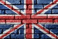 Flag of the Great Britain on a brick wall. Union Jack texture Royalty Free Stock Photo