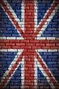 Flag of the Great Britain on a brick wall. Union Jack texture Royalty Free Stock Photo