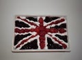 Flag of Great Britain made with fruits and cream