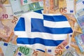 Flag Greece on the Euro banknotes background Royalty Free Stock Photo