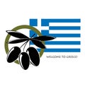 Flag of Greece with olives