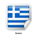 Flag of Greece. Round glossy sticker