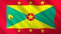 The flag of Grenada. Shining silk flag of Grenada. High quality render. 3D illustration