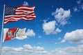 flag of Guidon of the United States Coast Guard waving in the wind. USA National defence. Copy space. 3d illustration