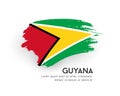 Flag of Guyana vector brush stroke design isolated on white background Royalty Free Stock Photo