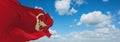 flag of Hail, asia at cloudy sky background, panoramic view. fla Royalty Free Stock Photo