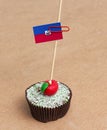 Flag of haiti on cupcake Royalty Free Stock Photo