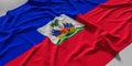 Flag of Haiti. Fabric textured Haiti flag isolated on white background. 3D illustration Royalty Free Stock Photo