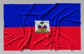 Flag of Haiti. Fabric textured Haiti flag isolated on white background. 3D illustration Royalty Free Stock Photo