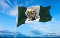 flag of Historic peoples Rhodesians Rhodesia at cloudy sky background, panoramic view. flag representing ethnic group or culture, Royalty Free Stock Photo