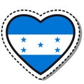 Flag Honduras heart sticker on white background. Vintage vector love badge. Template design element. National day.