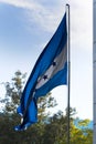 Flag Honduras movement to the wind, Central America. Embassy in Guatemala